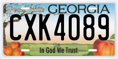 GA license plate CXK4089