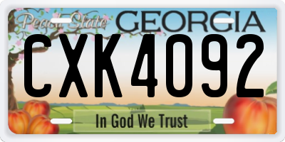 GA license plate CXK4092