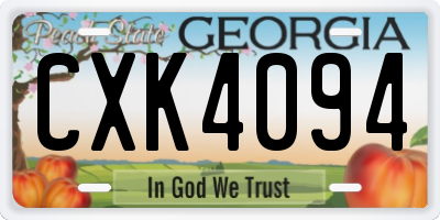 GA license plate CXK4094