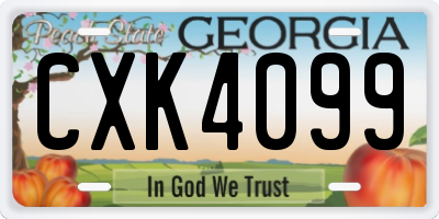 GA license plate CXK4099