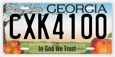 GA license plate CXK4100