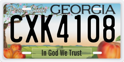 GA license plate CXK4108