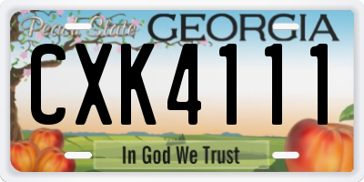 GA license plate CXK4111