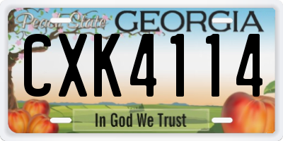 GA license plate CXK4114