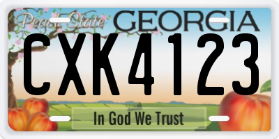 GA license plate CXK4123