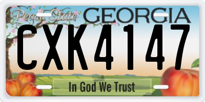 GA license plate CXK4147