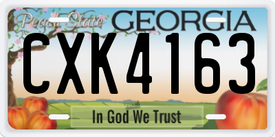 GA license plate CXK4163