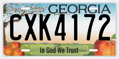 GA license plate CXK4172