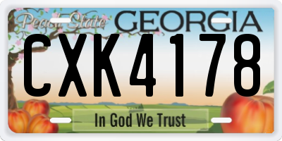 GA license plate CXK4178