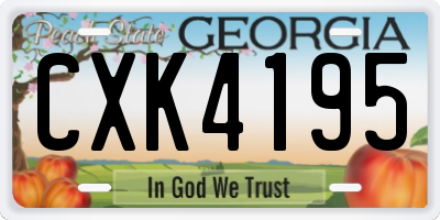 GA license plate CXK4195