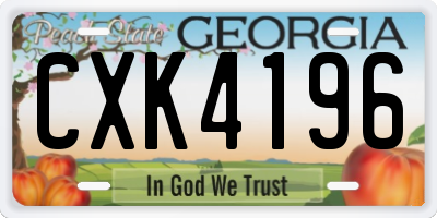 GA license plate CXK4196