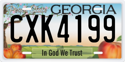 GA license plate CXK4199
