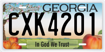 GA license plate CXK4201