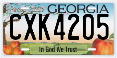 GA license plate CXK4205