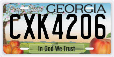GA license plate CXK4206