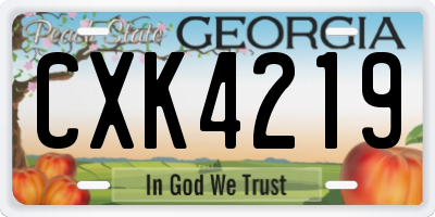 GA license plate CXK4219