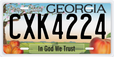 GA license plate CXK4224