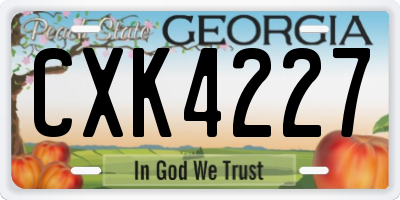 GA license plate CXK4227