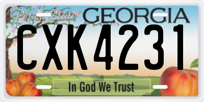 GA license plate CXK4231