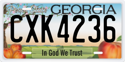 GA license plate CXK4236