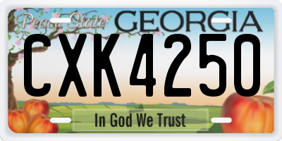 GA license plate CXK4250