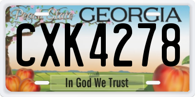 GA license plate CXK4278