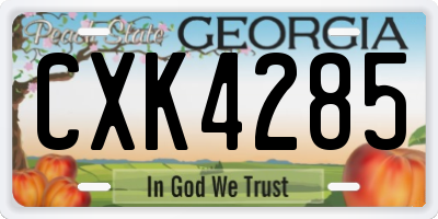 GA license plate CXK4285