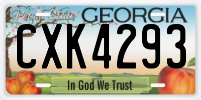 GA license plate CXK4293