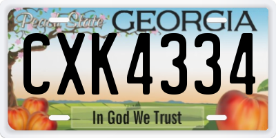 GA license plate CXK4334