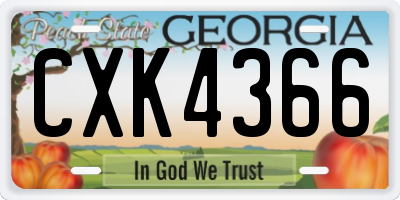 GA license plate CXK4366