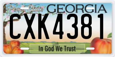GA license plate CXK4381