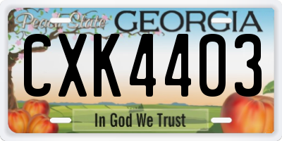 GA license plate CXK4403