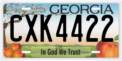 GA license plate CXK4422