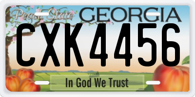 GA license plate CXK4456