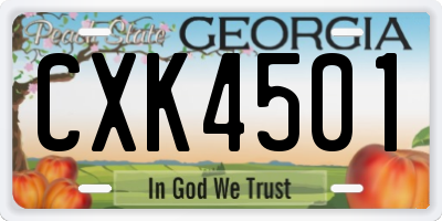 GA license plate CXK4501