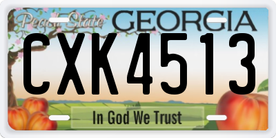 GA license plate CXK4513