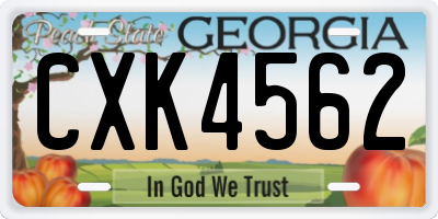 GA license plate CXK4562