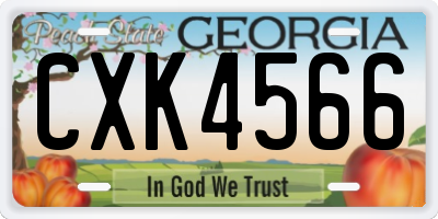 GA license plate CXK4566