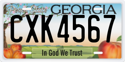 GA license plate CXK4567