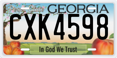 GA license plate CXK4598