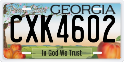 GA license plate CXK4602