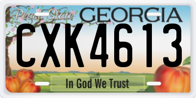 GA license plate CXK4613