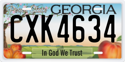 GA license plate CXK4634