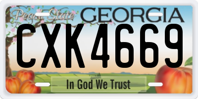 GA license plate CXK4669