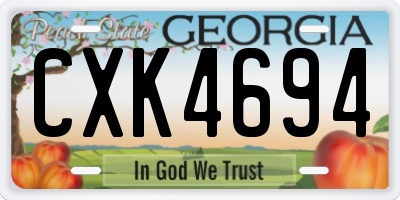 GA license plate CXK4694