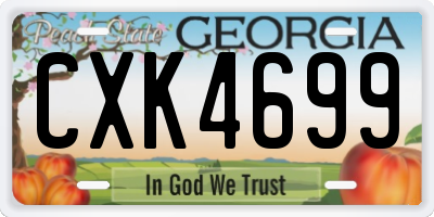 GA license plate CXK4699