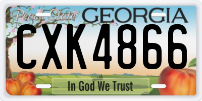 GA license plate CXK4866