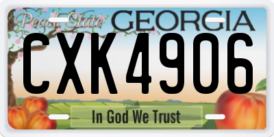GA license plate CXK4906