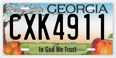 GA license plate CXK4911