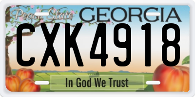 GA license plate CXK4918